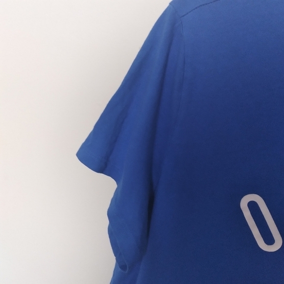 Old Navy Blue and White Oh Hey Vacay Cotton Crew Neck Graphic Tee Size Medium - Picture 5 of 7